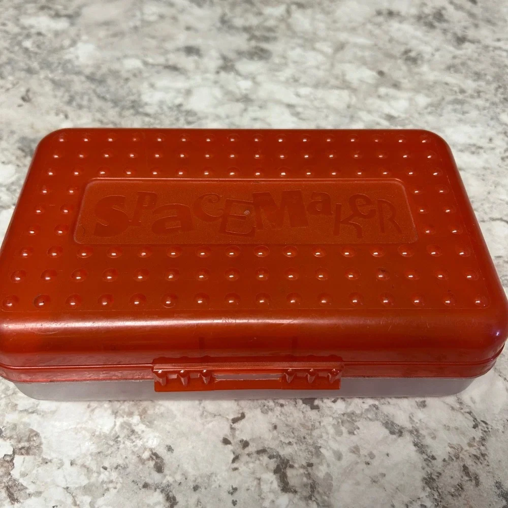 Eldon SpaceMaker Pencil Box Orange Vintage 90s Plastic School‎ Supply Case